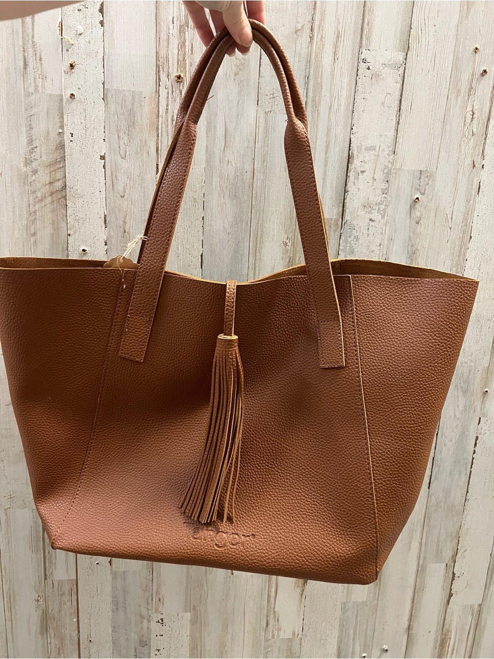 Tanger Brown Tassel Leather Tote Bag - Picture 1 of 3
